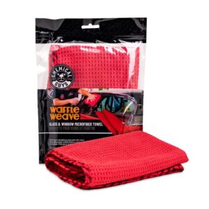 chemical guys mic707 waffle weave glass and window microfiber towel, red (24" x 16")