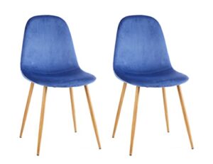 urban shop velvet dining chair, set of 2, blue