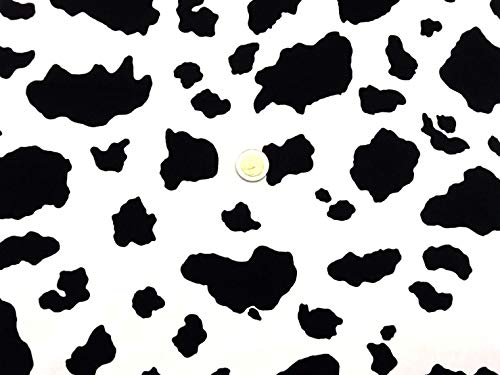 AMORNPHAN 44 Inch Black and White Cow ฺBull Ox Pattern Printed 100% Cotton Fabric Craft Cloth Kid Patchwork Handmade Sewing Crafting for 1 Yard