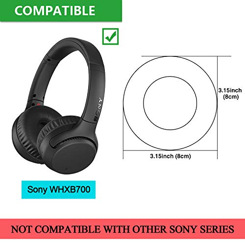 WHXB700 Earpads, JARMOR Replacement Memory Foam & Protein Leather Ear Cushion Pads Cover for Sony WH-XB700 Wireless Extra Bass Bluetooth On Ear Headphones ONLY (Black)