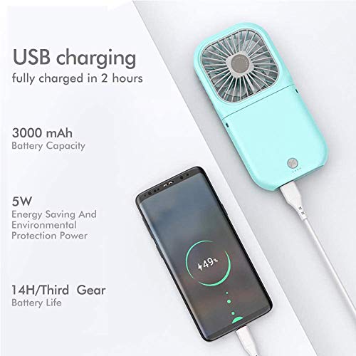 Allxin Portable Neck Fan Mini Quiet Handheld Personal Foldable USB Rechargeable Fan Operated for Home Office Outdoor Travel, 3000mAh Power Bank Hands Free Necklace Fans (Black)