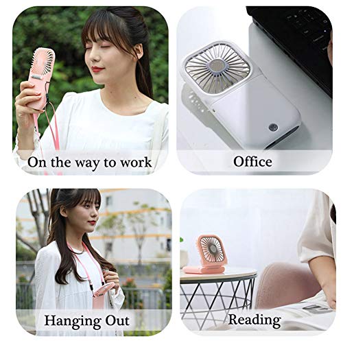 Allxin Portable Neck Fan Mini Quiet Handheld Personal Foldable USB Rechargeable Fan Operated for Home Office Outdoor Travel, 3000mAh Power Bank Hands Free Necklace Fans (Black)