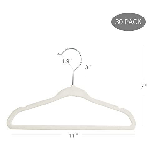 ManGotree Baby Velvet Clothes Hangers, Kids Toddler Children’s Hangers for Clothes Space Saving Non-Slip (30 Pack, Cream)