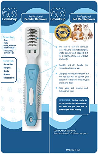 LovinPup Pet Mat Remover Easily removes Mats Professionally from your DOGS & CATS and Straightens Tuft & Knotted Pet hair. Extremely Gentle on pets, works on Sensitive Skin too!