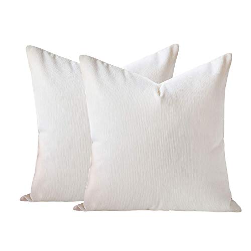 Homey COZY 14x20 Chenille Indoor/Outdoor Accent Pillow (Set of 2), Ivory 2 Count