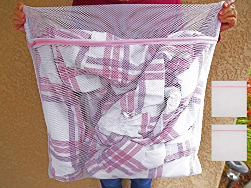 Donna's She-Shed 2 Pack X-Large Mesh Laundry Bags 23" x 23" for Sweaters, Dresses, Stuffed Toys, delicates. Helps Protect delicates in The wash. Use for Large Item or Multiple Medium/Small Items. (2)