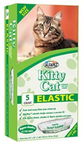 alfapet kitty cat pan litter box liners-5-pack-for extra-giant, jumbo, super-jumbo size litter pans- with sta-put technology for firm, easy fit- quick + clever waste cleaners… (5 count)