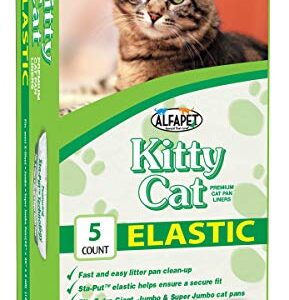 Alfapet Kitty Cat Pan Litter Box Liners-5-Pack-For Extra-Giant, jumbo, super-jumbo Size litter Pans- With Sta-Put Technology for Firm, Easy Fit- Quick + Clever Waste Cleaners… (5 count)