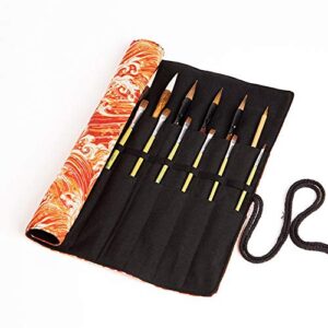 20 slots artist paint brush roll up bag holder canvas pouch makeup case organizer rollup protection（without brushes） (golden spray)