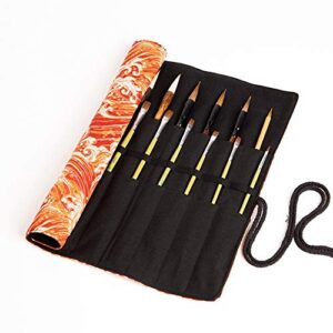 20 Slots Artist Paint Brush Roll Up Bag Holder Canvas Pouch Makeup Case Organizer Rollup Protection（Without Brushes） (Golden spray)