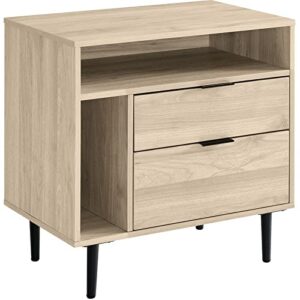 walker edison modern wood nightstand side table bedroom storage drawer and shelf bedside end table, 25 inch, birch
