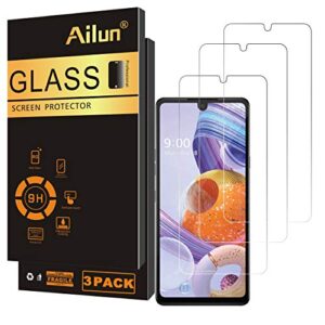 ailun screen protector for lg stylo 6 3pack 0.33mm 2.5d edge tempered glass,anti-scratch,case friendly