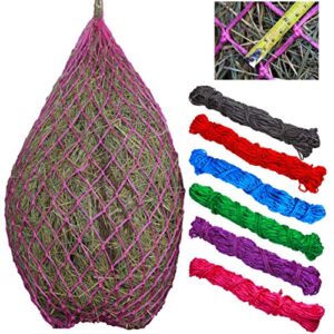 t teke classic slow hay feeder hay nets, 40" length with 2" holes, horse supplies hay bags for horses, goat feed