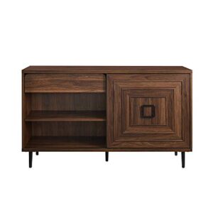 Walker Edison Mid-Century Modern Wood Kitchen Buffet Sideboard-Entryway Serving Storage Cabinet Doors-Dining Room Console, 52 Inch, Dark Walnut