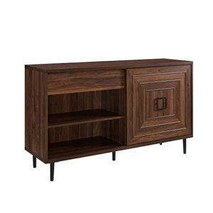 Walker Edison Mid-Century Modern Wood Kitchen Buffet Sideboard-Entryway Serving Storage Cabinet Doors-Dining Room Console, 52 Inch, Dark Walnut