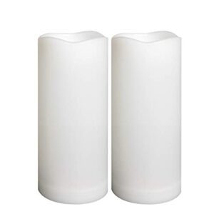 outdoor waterproof flameless led pillar candles with timer battery operated plastic large decorative electric candle lights for halloween christmas wedding party centerpiece decoration 2 pack 3"x7"