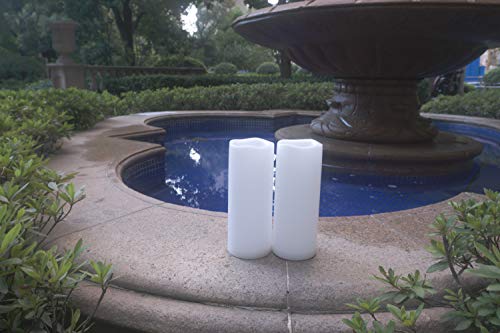 Outdoor Waterproof Flameless LED Pillar Candles with Timer Battery Operated Plastic Large Decorative Electric Candle Lights for Halloween Christmas Wedding Party Centerpiece Decoration 2 Pack 3"x7"