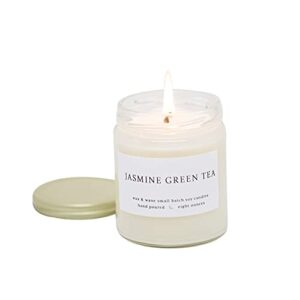 wax & wane jasmine green tea modern scented candle - 8 oz soy candles gifts for women for home décor, 40+ hours long lasting scented candles handmade in the usa from 100% natural soy wax