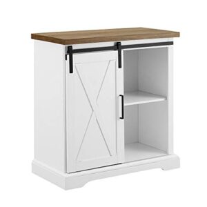 Walker Edison Abbey Modern Farmhouse Sliding X Barn Door Accent Console, 32 Inch, White