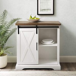 Walker Edison Abbey Modern Farmhouse Sliding X Barn Door Accent Console, 32 Inch, White