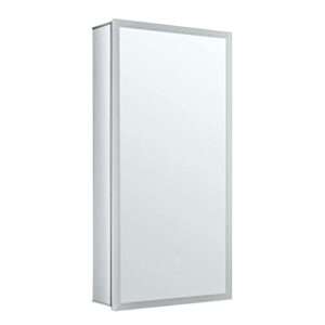 Fine Fixtures Bathroom Medicine Cabinet, Aluminum, Recessed/Surface Mount, 42" x 30", 2 Door, Mirrored w/LED