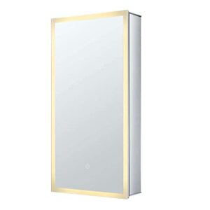 Fine Fixtures Bathroom Medicine Cabinet, Aluminum, Recessed/Surface Mount, 42" x 30", 2 Door, Mirrored w/LED