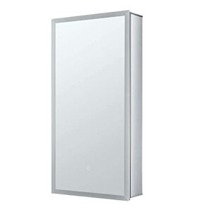 Fine Fixtures Bathroom Medicine Cabinet, Aluminum, Recessed/Surface Mount, 42" x 30", 2 Door, Mirrored w/LED