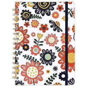 ruled notebook/journal - lined journal with premium thick paper, 8.5" x 6.4", college ruled spiral notebook/journal, banded with exquisite inner pocket, waterproof hardcover with colorful pattern