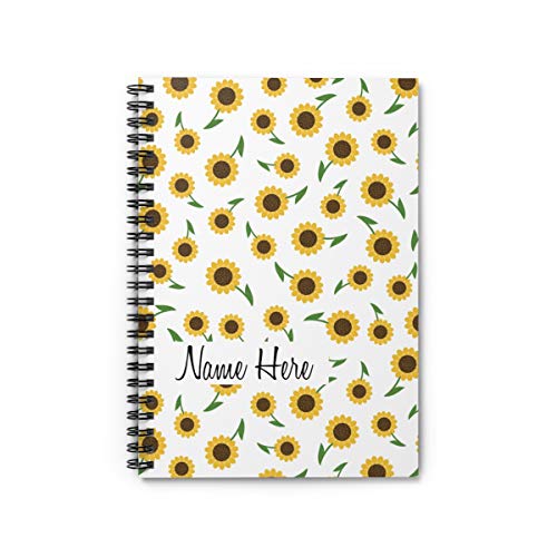 Personalized Sunflower Pattern Spiral Notebook - Custom Notebook for for Kid, Teens, Girls, Women, Kids Gifts