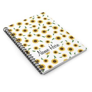 Personalized Sunflower Pattern Spiral Notebook - Custom Notebook for for Kid, Teens, Girls, Women, Kids Gifts