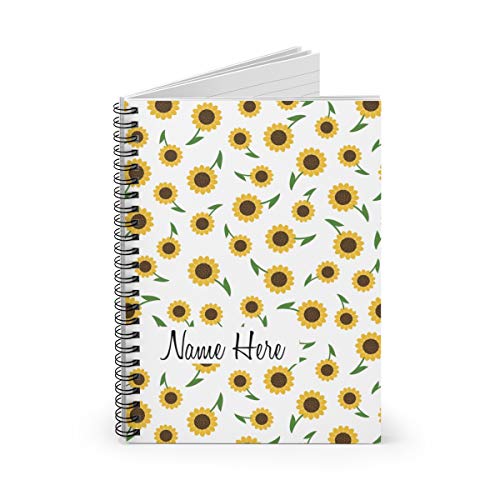 Personalized Sunflower Pattern Spiral Notebook - Custom Notebook for for Kid, Teens, Girls, Women, Kids Gifts