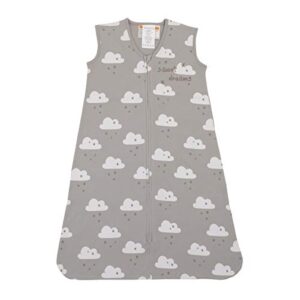 sumersault grey & white clouds all-over printed 100% cotton wearable blanket with embroidery "sweet dreams", grey, white, medium