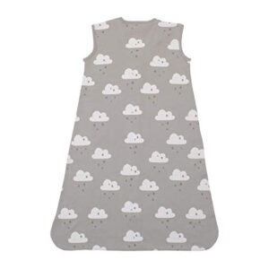 Sumersault Grey & White Clouds All-Over Printed 100% Cotton Wearable Blanket with Embroidery "Sweet Dreams", Grey, White, Medium