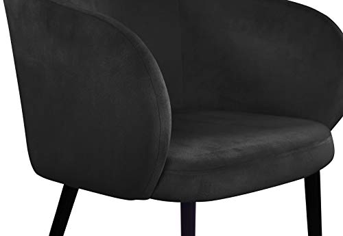 Meridian Furniture Louise Collection Modern | Contemporary Velvet Upholstered Dining Chair with Gold Tipped, Black Metal Legs, 24" W x 23.5" D x 30" H