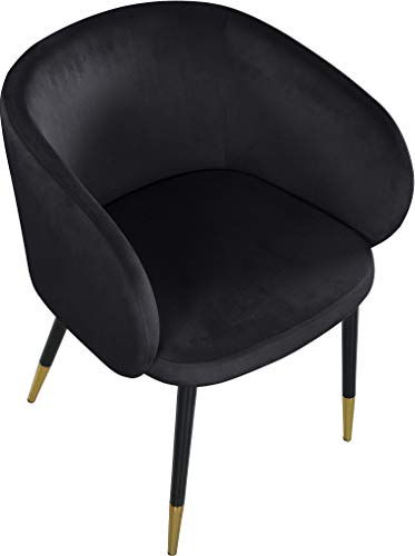 Meridian Furniture Louise Collection Modern | Contemporary Velvet Upholstered Dining Chair with Gold Tipped, Black Metal Legs, 24" W x 23.5" D x 30" H