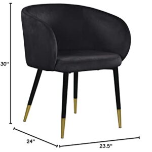 Meridian Furniture Louise Collection Modern | Contemporary Velvet Upholstered Dining Chair with Gold Tipped, Black Metal Legs, 24" W x 23.5" D x 30" H