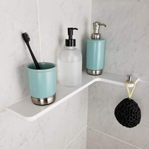 TileWare Corner Shelf for Bathroom Shower & Tub with Sponge or Loofah Hook, Bath - Floating Tile Wall Mount Shelves & Organizer Stand for Shampoo & Bathtub Accessories (Polished Chrome - Hook)