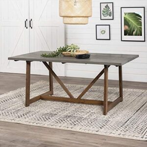 walker edison modern farmhouse small kitchen furniture dining room table wood, 72 inch, grey and brown
