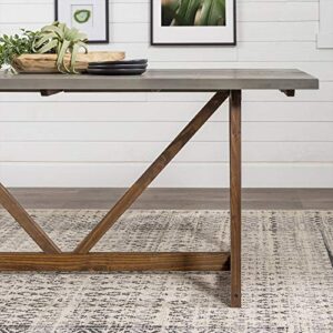 Walker Edison Modern Farmhouse Small Kitchen Furniture Dining Room Table Wood, 72 Inch, Grey and Brown
