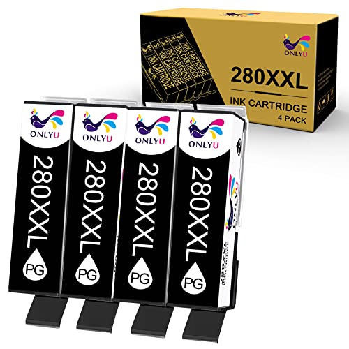 ONLYU Compatible Ink Cartridge for Canon 280 PGI-280 XXL Ink for PIXMA TR7520 TR8520 TS6120 TS6320 TS9120 TS9521C TS8120 TS8220 TS9520 Ink Printer (4 PGBK)