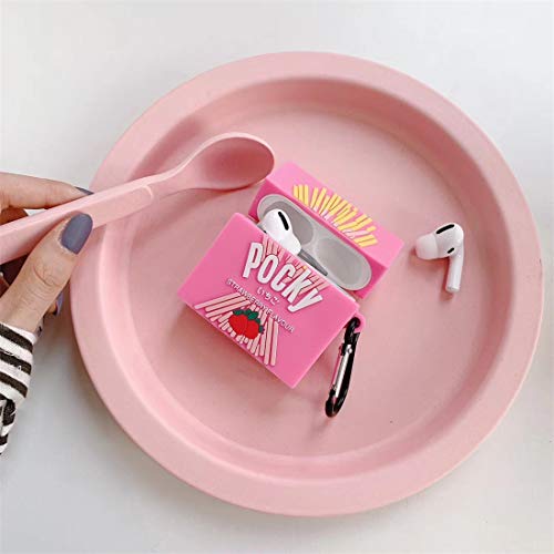 Mulafnxal for Airpod Pro 2019/Pro 2 Gen 2022 Case, Cute 3D Funny Soft Silicone Air pods Pro Cover, Fun Cool Design Skin Shell, Stylish Drink Fashion Keychain Cases for Airpods Pro (Pink Cookies)
