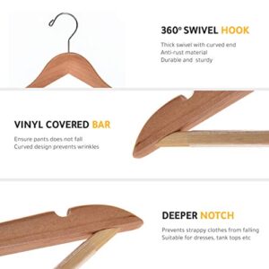 Quality Wooden Hangers - Semi Contoured Hanger Set in 20-Pack - Solid Wood Coat Hangers with Stylish Chrome Hooks - Heavy-Duty Clothes, Jacket, Shirt, Pants, Suit Curved Hangers (Natural, 20)