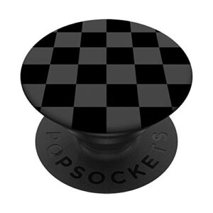 checkered black and grey design checker print for women men popsockets swappable popgrip