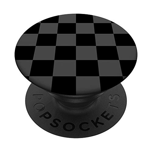 Checkered black and grey design checker print for Women men PopSockets Swappable PopGrip