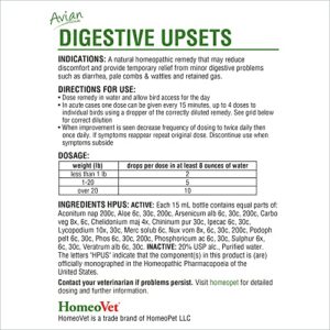 HomeoPet Avian Digestive Upsets, Healthy Digestive Support for Poultry and Pet Birds, 15 Milliliters