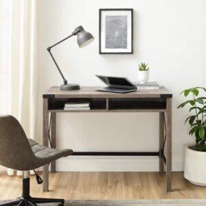 Walker Edison Callum Modern Farmhouse Metal X Writing Desk, 42 Inch, Grey Wash