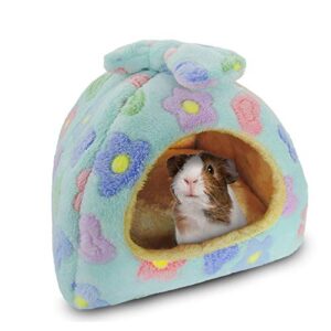 homeya small animal pet bed, sleeping house habitat nest for guinea pig hamster hedgehog rat chinchilla hideout bedding snuggle sack cuddle cup cage accessories with removable washable mat(blue)