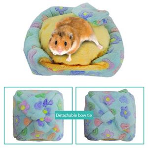 HOMEYA Small Animal Pet Bed, Sleeping House Habitat Nest for Guinea Pig Hamster Hedgehog Rat Chinchilla Hideout Bedding Snuggle Sack Cuddle Cup Cage Accessories with Removable Washable Mat(Blue)