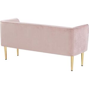 Meridian Furniture Audrey Collection Modern | Contemporary Velvet Upholstered Bench with Sturdy Metal Legs in Gold Finish, 52" W x 19" D x 24" H, Pink