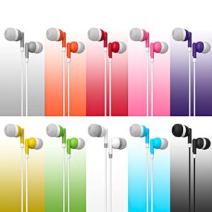 Maeline Bulk Earbuds with 3.5 mm Headphone Plug - 10 Pack Wholesale Bundle - Multi Color